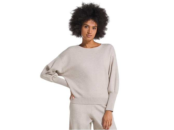 pull - MANCHE LONGUE - vetement femme - Coton - Beige - Deha
