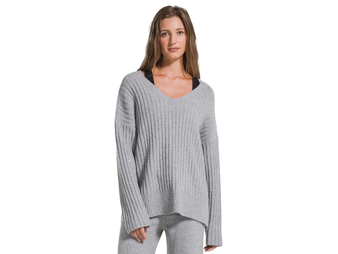 pull - MANCHE LONGUE - vetement femme - Coton - Gris - Deha