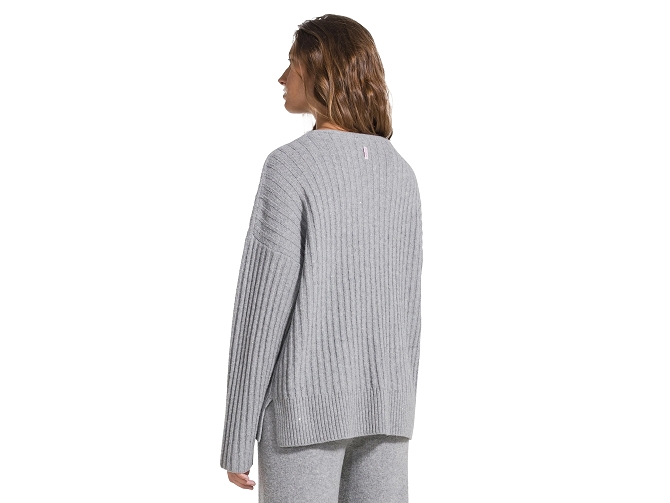 pull - MANCHE LONGUE - vetement femme - Coton - Gris - Deha7446001_2
