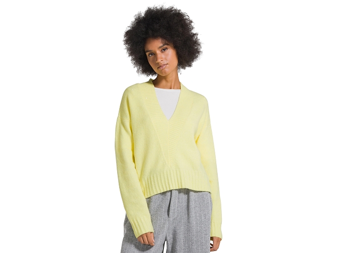 pull - MANCHE LONGUE - vetement femme - Coton - Jaune - Deha