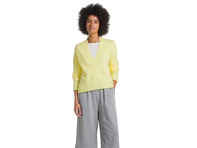pull - MANCHE LONGUE - vetement femme - Coton - Jaune - Deha7446102_4