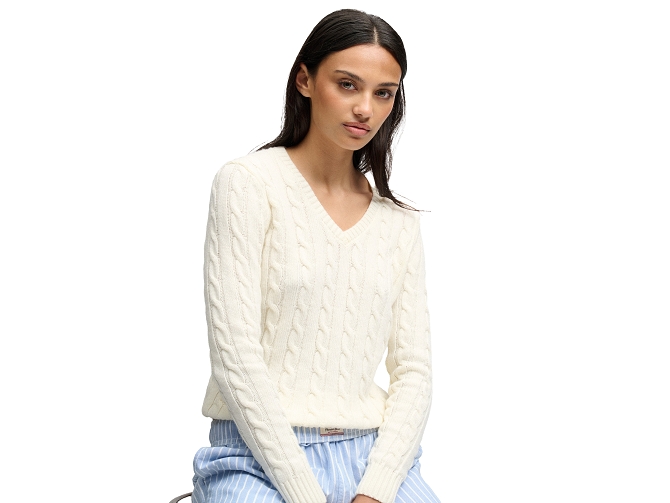 pull - MANCHE LONGUE - vetement femme - Coton - Crème - Superdry7450802_2