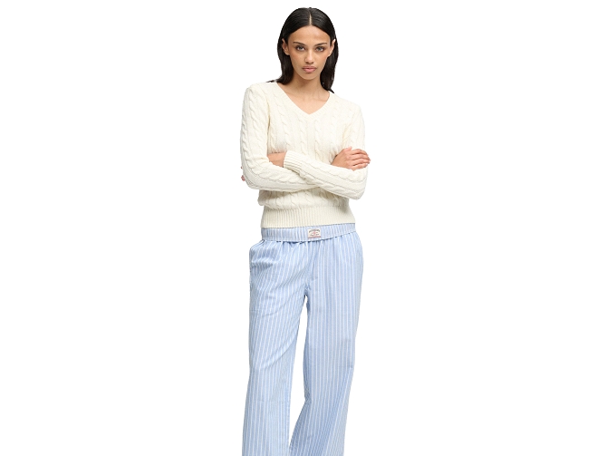 pull - MANCHE LONGUE - vetement femme - Coton - Crème - Superdry7450802_3