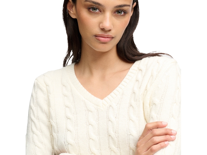 pull - MANCHE LONGUE - vetement femme - Coton - Crème - Superdry7450802_4