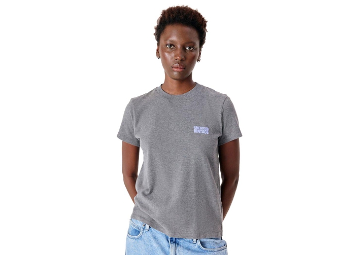 tee shirt - MANCHE COURTE - vetement femme - Coton - Gris - American vintage7468801_2