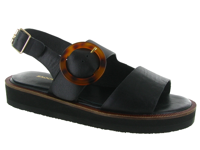 sandales et nu pieds - Confort - femme - Cuir - Noir - Schmoove