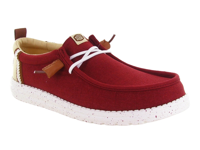 baskets et sneakers - Confort - homme - Toile  - Rouge - Hey dude