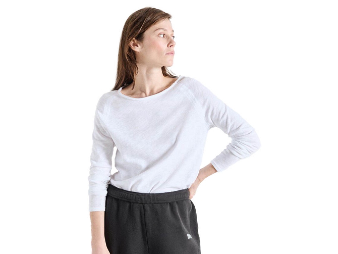 tee shirt - MANCHE LONGUE - vetement femme - Cuir - Blanc - American vintage8090201_2