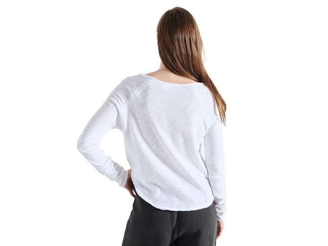 tee shirt - MANCHE LONGUE - vetement femme - Cuir - Blanc - American vintage8090201_4