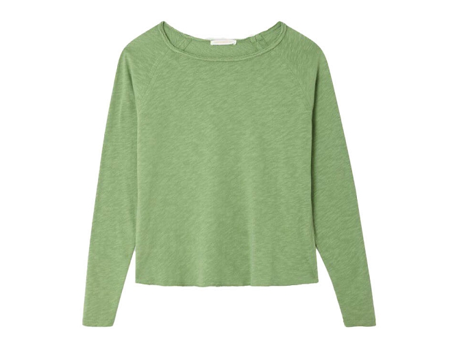 tee shirt - MANCHE LONGUE - vetement femme - Cuir - Vert - American vintage