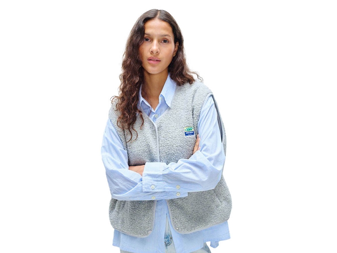 gilet - SM - vetement femme - Cuir - Gris - American vintage8093311_2