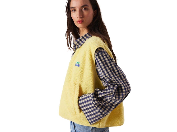 gilet - SANS MANCHE - vetement femme - Cuir - Jaune - American vintage8093312_2