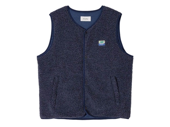 veste - SANS MANCHE - vetement homme - Cuir - Bleu - American vintage