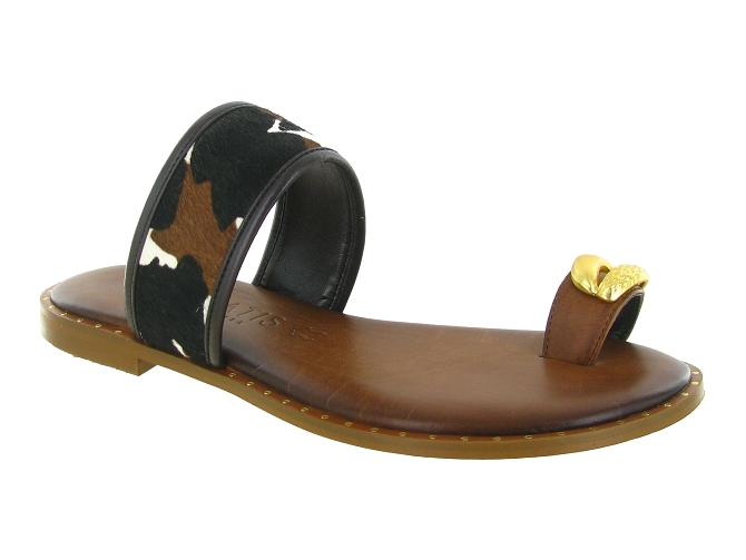 sandales et nu pieds - Entre doigt & Tong - femme - Cuir - Marron - Caryatis