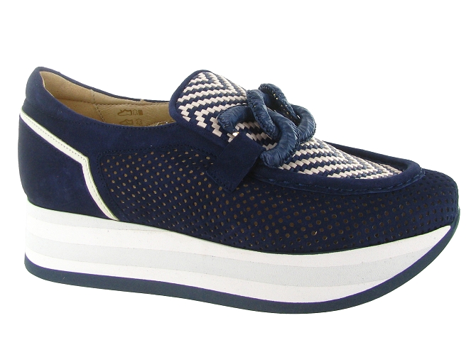 mocassins - Compensé - femme - Cuir - Bleu Marine - Softwaves