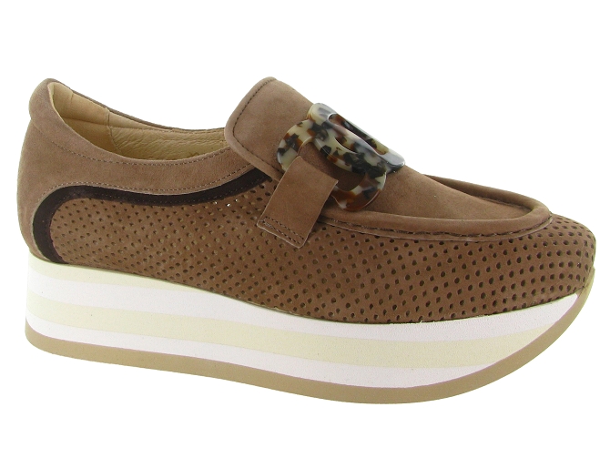 mocassins - Compensé - femme - Cuir - Chestnut - Softwaves