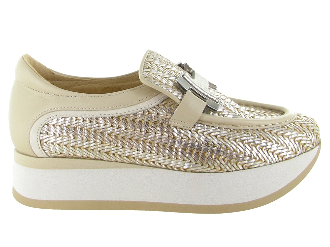 mocassins - Compensé - femme - Cuir - Argent - Softwaves8168301_2