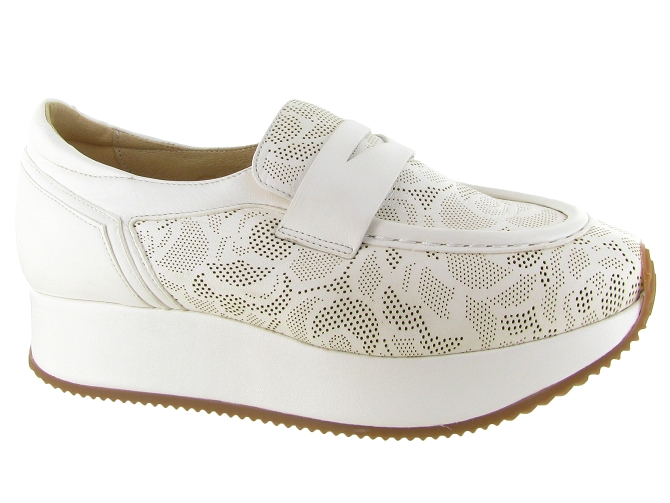 mocassins - Compensé - femme - Cuir - Blanc - Softwaves