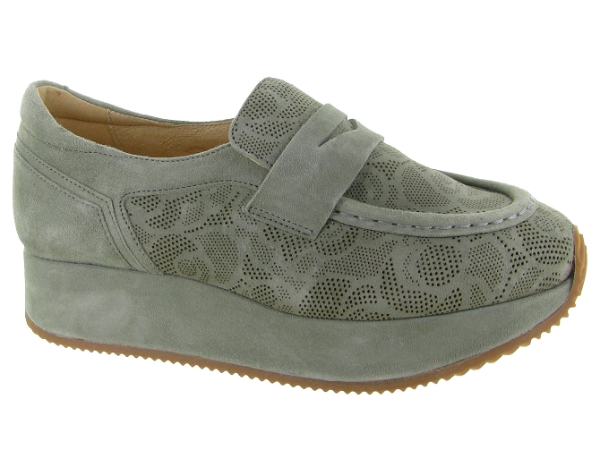 mocassins - Compensé - femme - Cuir - Vert amande - Softwaves