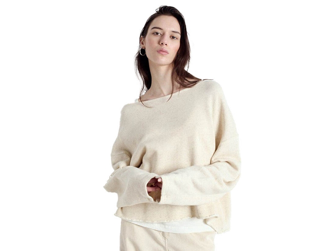 sweat - SANS CAPUCHE - vetement femme - Coton - Blanc - American vintage8171801_2