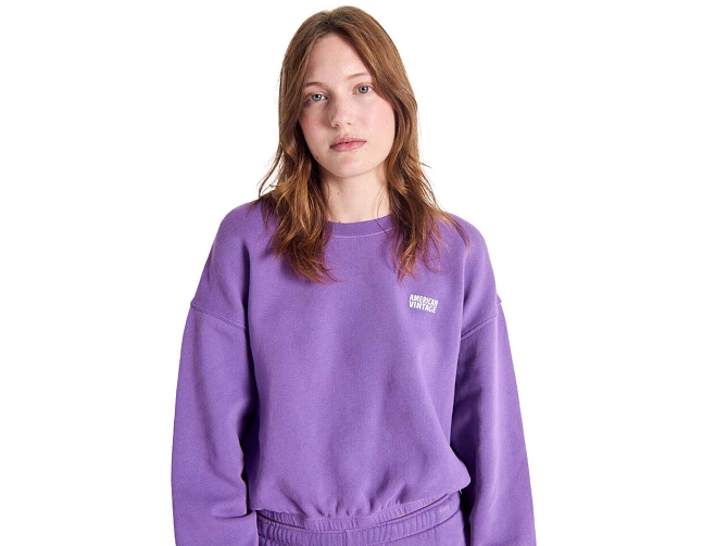 sweat - SANS CAPUCHE - vetement femme - Coton - Violet - American vintage8171903_2