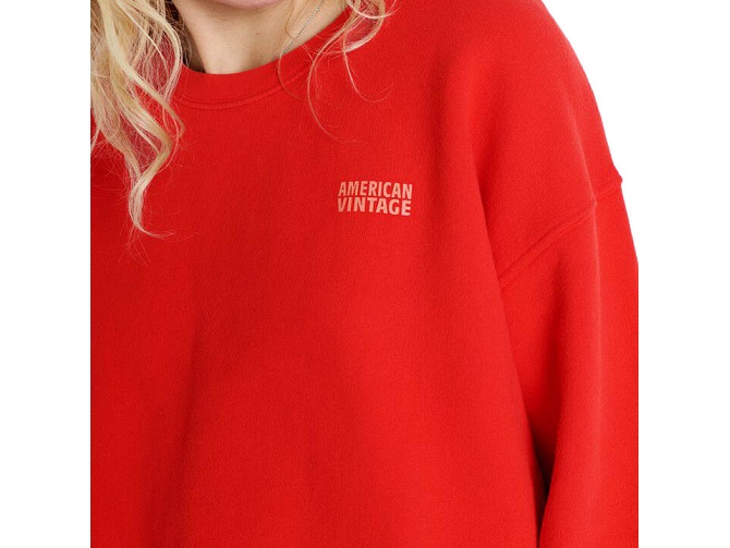 sweat - SANS CAPUCHE - vetement femme - Coton - Rouge - American vintage8171904_4