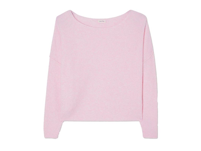 pull - MANCHE LONGUE - vetement femme - Coton - Rose - American vintage