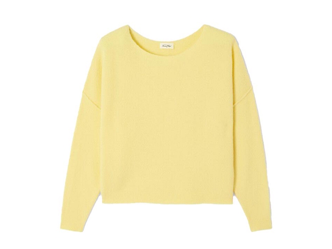 pull - MANCHE LONGUE - vetement femme - Coton - Jaune - American vintage