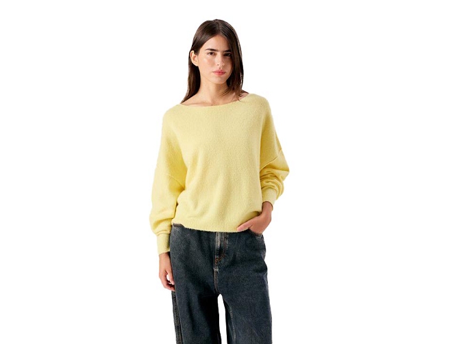 pull - MANCHE LONGUE - vetement femme - Coton - Jaune - American vintage8172105_3