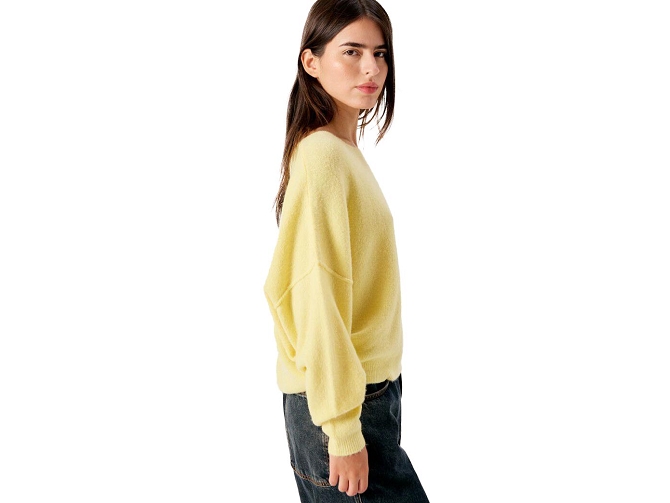 pull - MANCHE LONGUE - vetement femme - Coton - Jaune - American vintage8172105_4