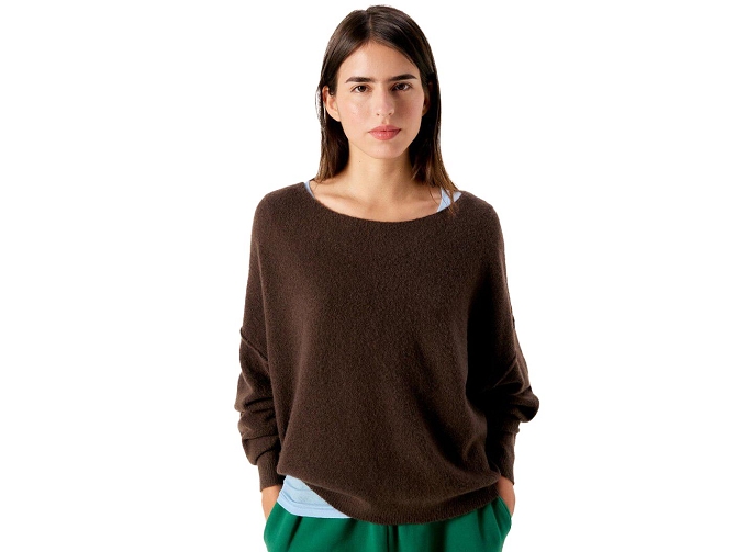 pull - MANCHE LONGUE - vetement femme - Coton - Marron - American vintage8172106_2