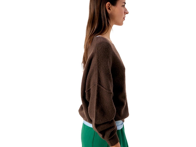 pull - MANCHE LONGUE - vetement femme - Coton - Marron - American vintage8172106_4