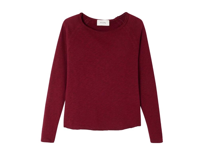 tee shirt - MANCHE LONGUE - vetement femme - Coton - Bordeaux - American vintage