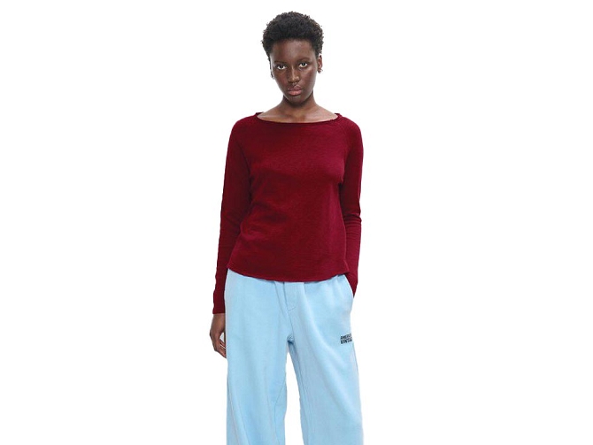 tee shirt - MANCHE LONGUE - vetement femme - Coton - Bordeaux - American vintage8172202_3