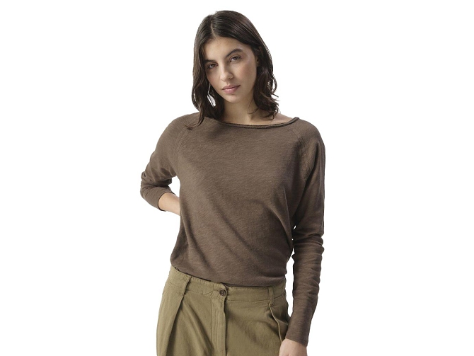 tee shirt - MANCHE LONGUE - vetement femme - Coton - Marron - American vintage8172203_2