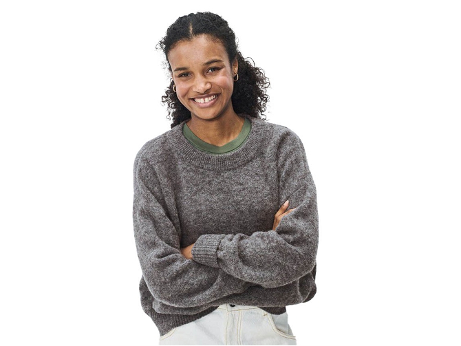 pull - MANCHE LONGUE - vetement femme - Coton - Gris - American vintage8172304_2