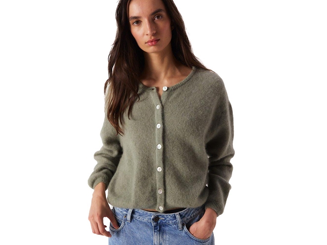 gilet - MANCHE LONGUE - vetement femme - Coton - Kaki - American vintage8172406_2