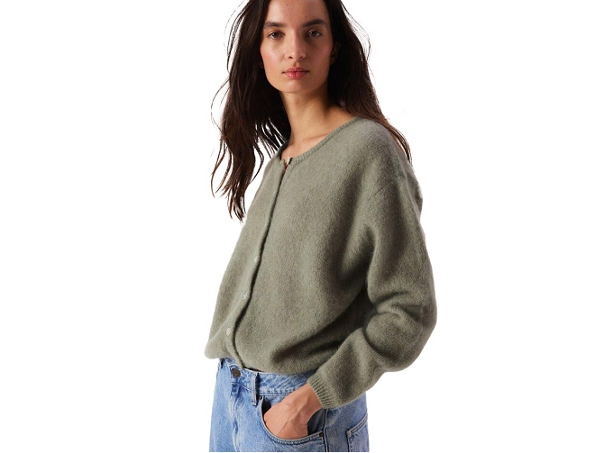 gilet - MANCHE LONGUE - vetement femme - Coton - Kaki - American vintage8172406_3