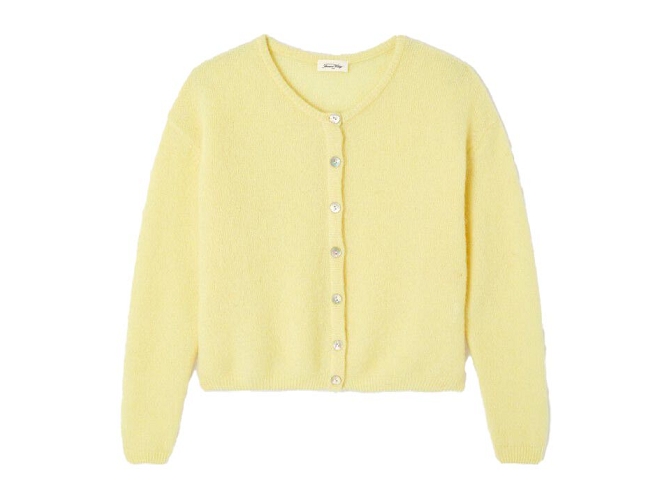 gilet - MANCHE LONGUE - vetement femme - Coton - Jaune - American vintage