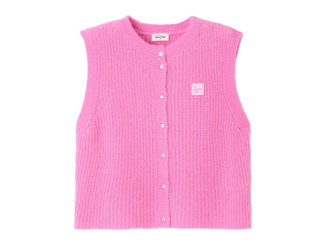 gilet - MANCHE LONGUE - vetement femme - Coton - Rose - American vintage