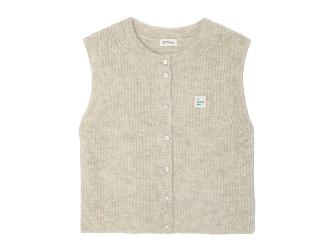 gilet - MANCHE LONGUE - vetement femme - Coton - Crème - American vintage