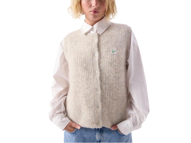 gilet - MANCHE LONGUE - vetement femme - Coton - Crème - American vintage8172503_2