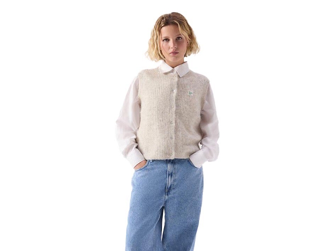 gilet - MANCHE LONGUE - vetement femme - Coton - Crème - American vintage8172503_3