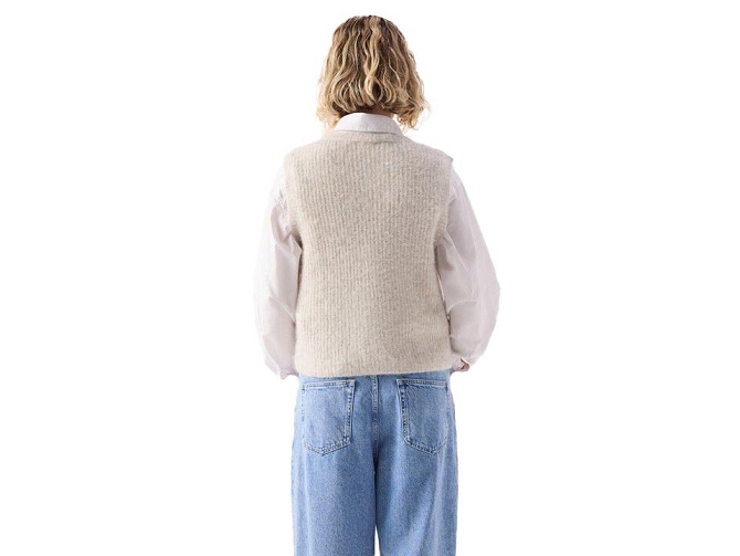 gilet - MANCHE LONGUE - vetement femme - Coton - Crème - American vintage8172503_5
