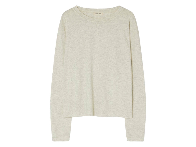 tee shirt - MANCHE LONGUE - vetement femme - Coton - Gris - American vintage