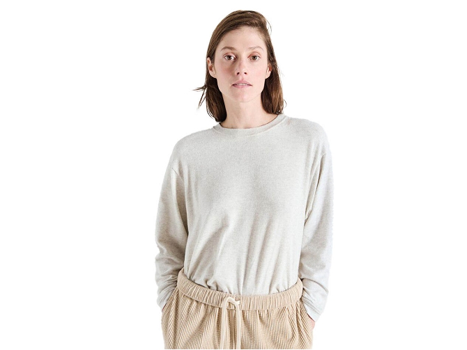 tee shirt - MANCHE LONGUE - vetement femme - Coton - Gris - American vintage8172901_2