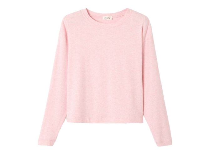 tee shirt - MANCHE LONGUE - vetement femme - Coton - Rose - American vintage