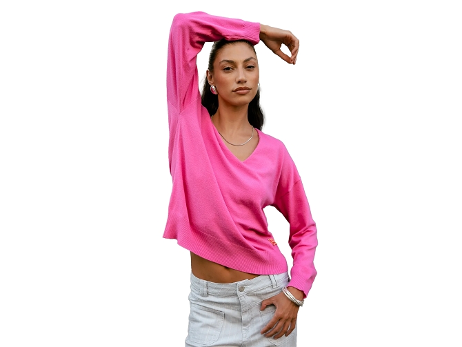 pull - MANCHE LONGUE - vetement femme - Coton - Rose - Freeman t.porter8178401_2