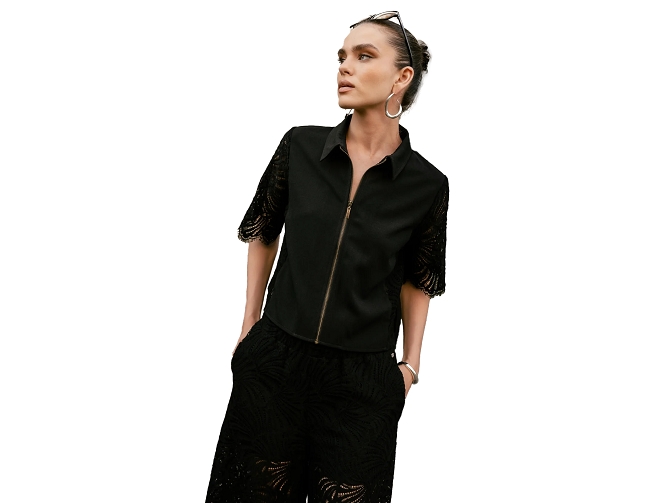 gilet - MANCHE LONGUE - vetement femme - Coton - Noir - Freeman t.porter