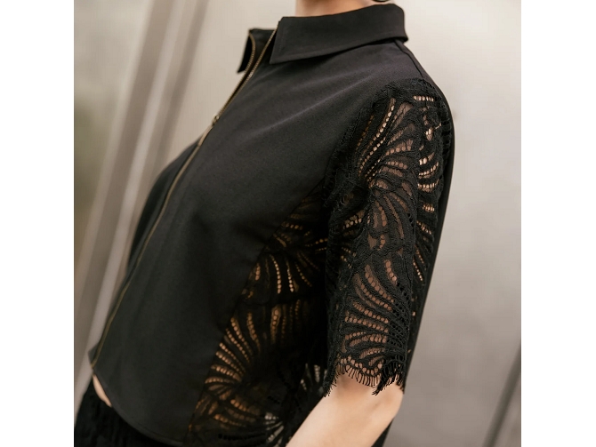 gilet - MANCHE LONGUE - vetement femme - Coton - Noir - Freeman t.porter8178501_3